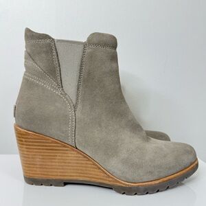 Sorel Gray Suede Leather After Hours Chelsea Wedge Boot Bootie Women’s Size 9.5